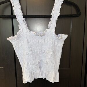 Crepe crop top baby blue blouse. Size: XS